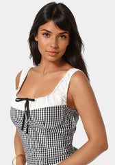 Gingham Front Tie Top