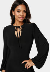 Poet Sleeve Tie Neck Maxi Dress