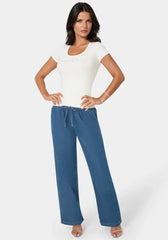 Open Leg Chambray Pant