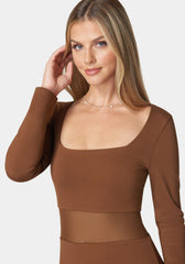 Square Neck Mesh Inset Dress