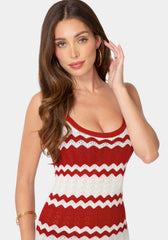 Stripe Crochet Keyhole Maxi Dress