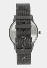Glossy Gun Metal Dial Crystal Bezel Watch