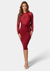 Lace And Crepe Pencil Dress