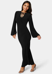 Poet Sleeve Tie Neck Maxi Dress