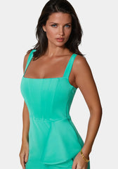 Scuba Bustier Ruffle Wrap Dress