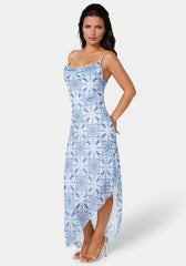 Printed Chiffon Cowl Assy Maxi Dress