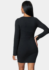 Chain Detail Rib Dress