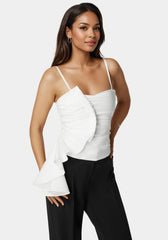 Poplin Asymmetric Ruffle Top