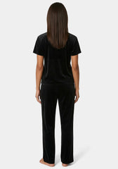 2pc Velour Ribbed Soft Rhinestone Lounge Set