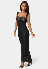 Lace Bustier Midi Dress