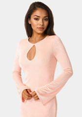 Long Sleeve Open Neck Slinky Maxi Dress