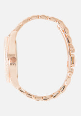Single Row Crystal Bezel 3 Band Watch