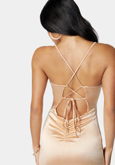Strappy Back Satin Midi Dress