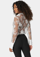 Applique Detail Button Down Bodysuit
