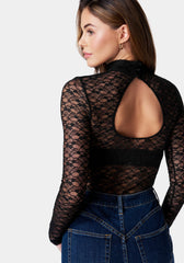 Mock Neck Lace Bodysuit