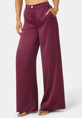 High Waist Ultra Wide Leg Satin Pant