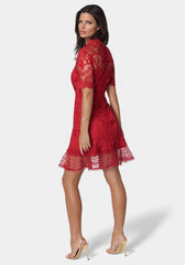 Flounce Lace Mini Dress