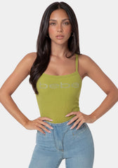 Bebe Logo Racer Back Rib Tank