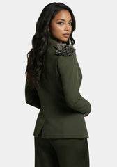 Studded Shoulder Double Breast Tailored Blazer