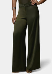 High Waist Satin Ultra Wide Leg Pant