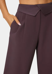 Tailored Foldover Waistband Wide Leg Pant