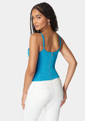 Scoop Neck Jewel Strap Bustier Knit Top