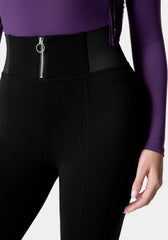 Elastic High Waist Slit Front Legging