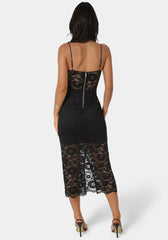 Lace Corset Midi Dress