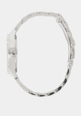 Glossy Black Dial Crystal Bezel Watch