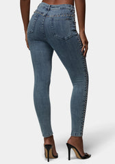 Natural Waist Studded Skinny Jean