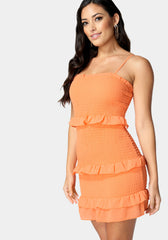 Smocked Ruffle Mini Dress