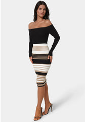 Off Shoulder Stripe Dress