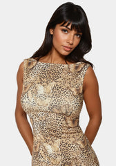 High Neck Open Back Midi Dress
