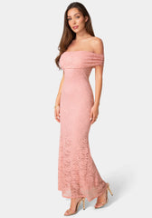 Lace Off Shoulder Maxi Dress