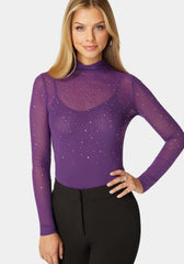 Rhinestone Embellished Mesh Top & Cami