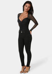 Natural Waist Studded Skinny Leg Jeans