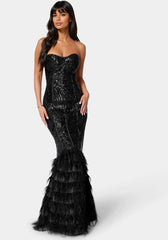 Sequin Feather Gown