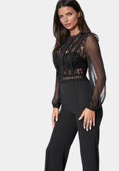 Lace Top Straight Leg Jumpsuit