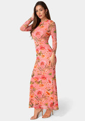 Long Sleeve Mesh Maxi Dress
