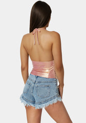 Metallic Handkerchief Top