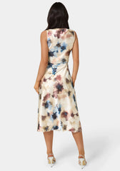 Printed Satin Cowl Maxi Dress