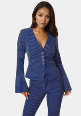 Tailored Stripe Scarf Blazer