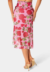 Floral Printed Mesh Maxi Skirt