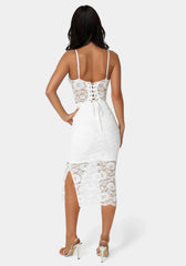 Lace-Up Back Midi Dress