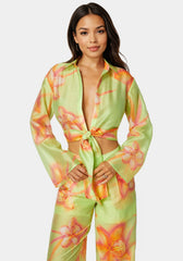 Front Tie Flowy Blouse