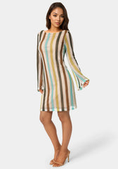 Striple Long Sleeve Slim Dress