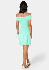Off the Shoulder Fit and Flare Mini Dress
