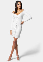 Rib Knit Snap Jersey Dress