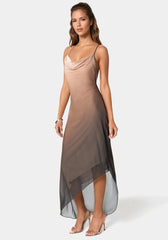 Ombre Chiffon Cowl Dress