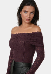 Off Shoulder Fluffy Lace Top